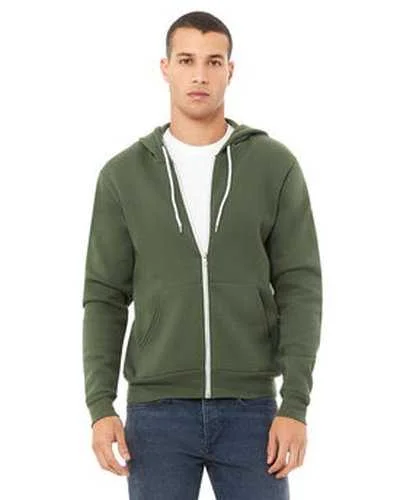 Bella + Canvas 3739 Unisex Poly-Cotton Fleece Full-Zip Hooded Sweatshirt - Military Green