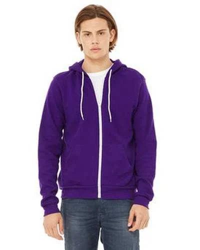 Bella + Canvas 3739 Unisex Poly-Cotton Fleece Full-Zip Hooded Sweatshirt - Team Purple