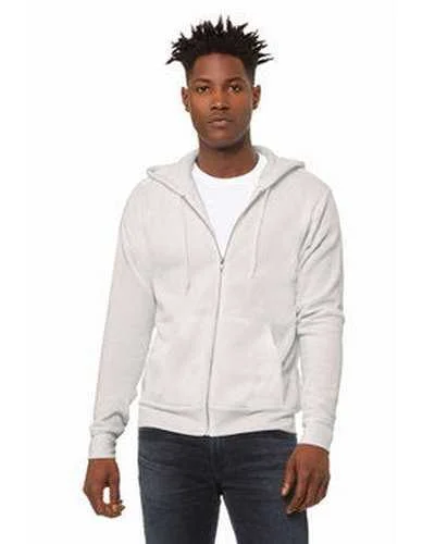 Bella + Canvas 3739 Unisex Poly-Cotton Fleece Full-Zip Hooded Sweatshirt - Vintage White