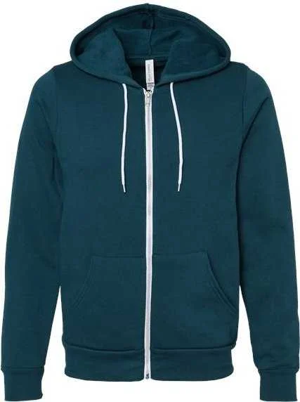 Bella + Canvas 3739 Unisex Sponge Fleece Full-Zip Hoodie - Atlantic