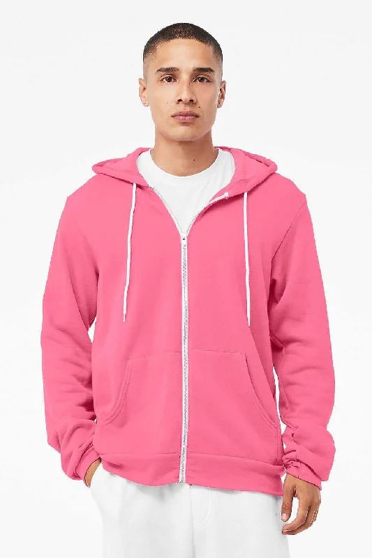 Bella + Canvas 3739 Unisex Sponge Fleece Full-Zip Hoodie - Heather Charity Pink