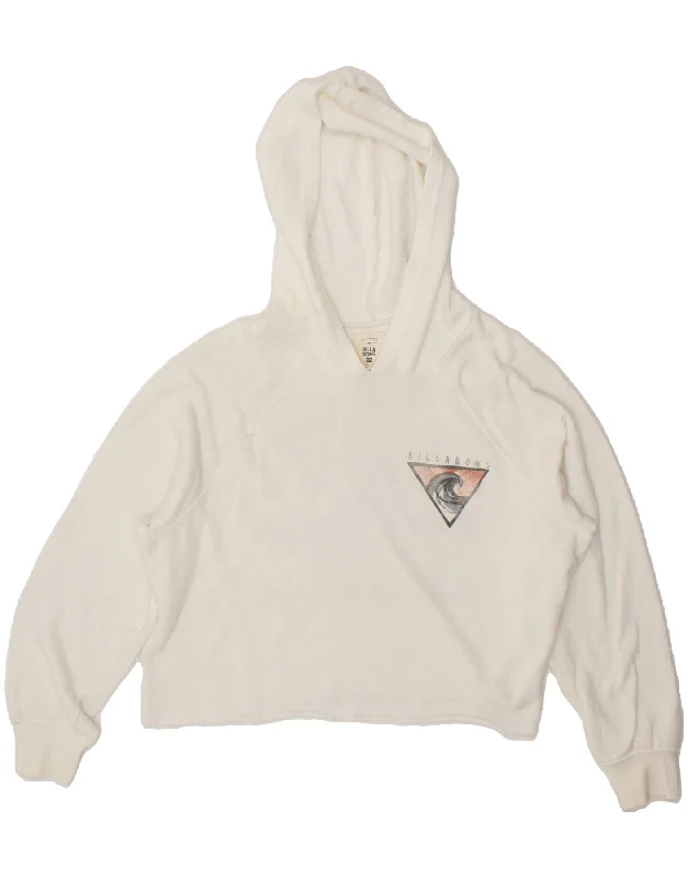 BILLABONG Womens Oversized Graphic Crop Hoodie Jumper UK 10 Small White Hoodie with Oversized Fit Loose Comfortable BILLABONG Womens Oversized Graphic Crop Hoodie Jumper UK 10 Small White Hoodie with Oversized Fit Loose Comfortable