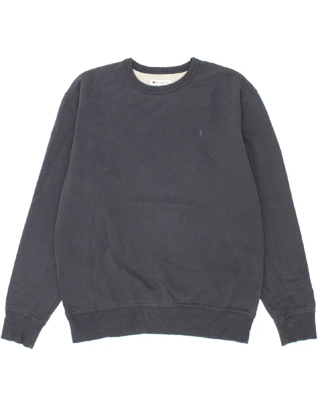 CHAMPION Mens Sweatshirt Jumper Large Navy Blue Cotton Hoodie with Gradient Ombre Colorful CHAMPION Mens Sweatshirt Jumper Large Navy Blue Cotton Hoodie with Gradient Ombre Colorful