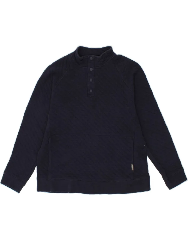 EDDIE BAUER Mens Button Neck Sweatshirt Jumper Large Navy Blue Cotton Hoodie with Hem Patch Decorative Personalized EDDIE BAUER Mens Button Neck Sweatshirt Jumper Large Navy Blue Cotton Hoodie with Hem Patch Decorative Personalized