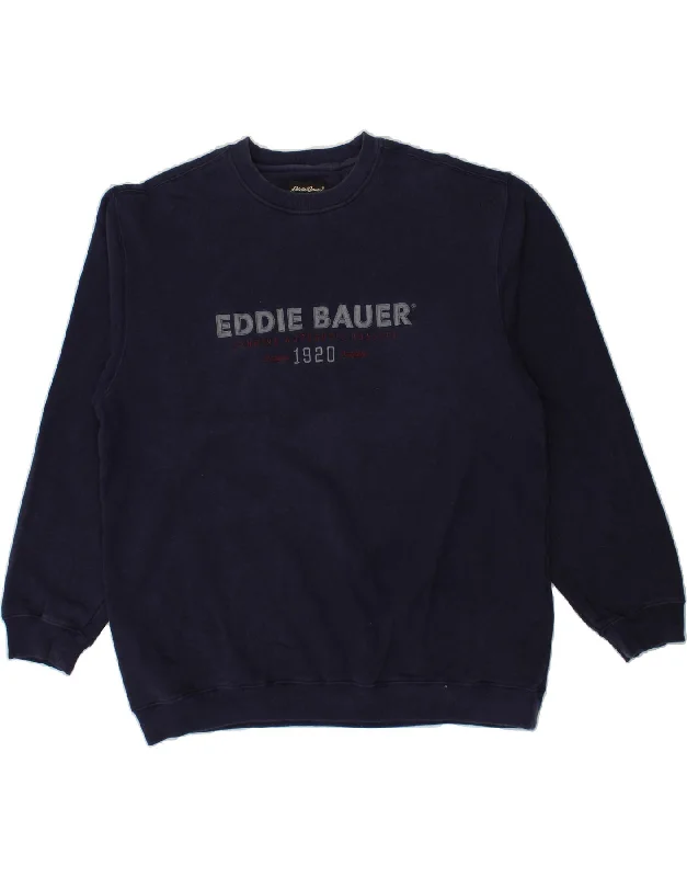 EDDIE BAUER Mens Graphic Sweatshirt Jumper XL Navy Blue Cotton Hoodie with High-Low Hem Asymmetrical Trendy EDDIE BAUER Mens Graphic Sweatshirt Jumper XL Navy Blue Cotton Hoodie with High-Low Hem Asymmetrical Trendy