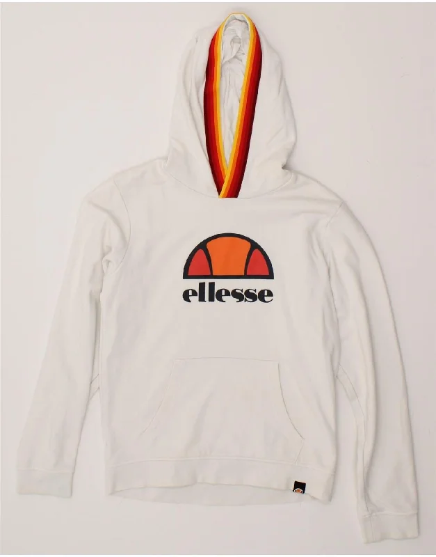 ELLESSE Girls Graphic Hoodie Jumper 11-12 Years White Cotton Hoodie with Illustration Artistic Creative ELLESSE Girls Graphic Hoodie Jumper 11-12 Years White Cotton Hoodie with Illustration Artistic Creative