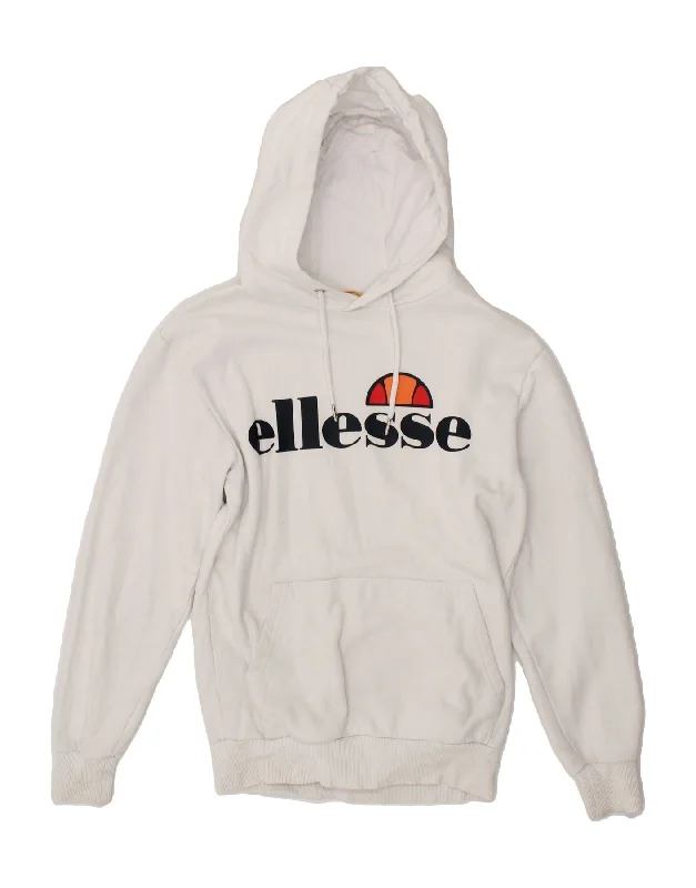 ELLESSE Womens Graphic Hoodie Jumper UK 8 Small White Cotton Hoodie with Full-Zip Functional Layering ELLESSE Womens Graphic Hoodie Jumper UK 8 Small White Cotton Hoodie with Full-Zip Functional Layering