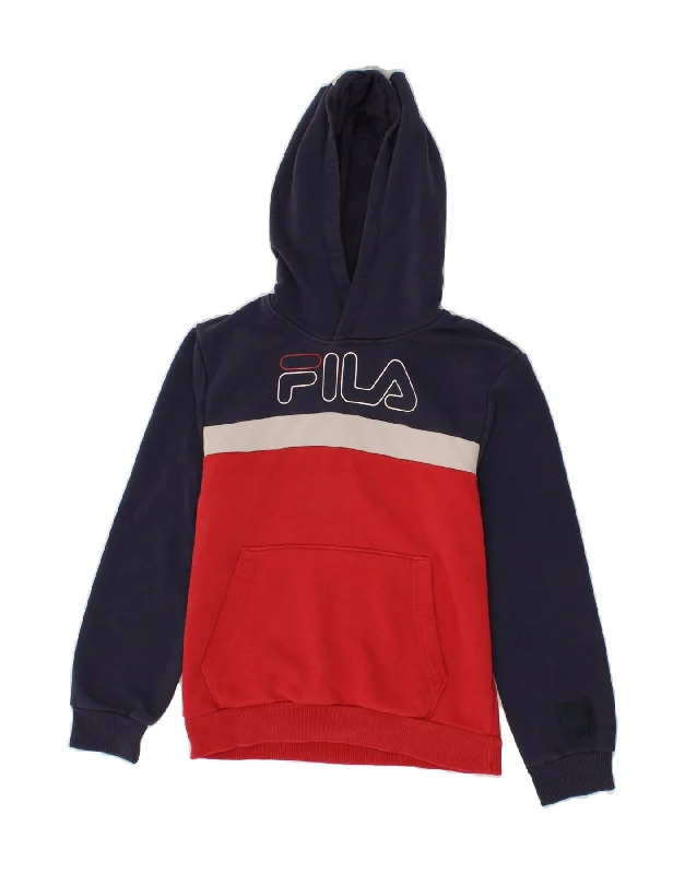FILA Boys Graphic Hoodie Jumper 11-12 Years Red Colourblock Zip Hoodie Drawstring Kangaroo Pocket FILA Boys Graphic Hoodie Jumper 11-12 Years Red Colourblock Zip Hoodie Drawstring Kangaroo Pocket