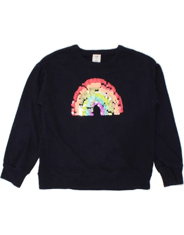 GAP Girls Rainbow Graphic Sweatshirt Jumper 7-8 Years Medium Navy Blue Hoodie with Button Placket Classic Preppy GAP Girls Rainbow Graphic Sweatshirt Jumper 7-8 Years Medium Navy Blue Hoodie with Button Placket Classic Preppy