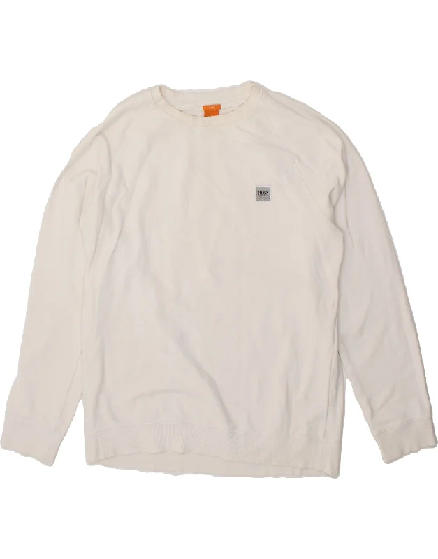 HUGO BOSS Mens Slim Fit Sweatshirt Jumper 2XL White Cotton Hoodie with Drawcord Adjustable Secure HUGO BOSS Mens Slim Fit Sweatshirt Jumper 2XL White Cotton Hoodie with Drawcord Adjustable Secure