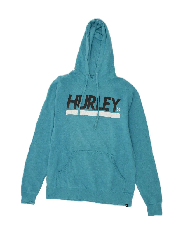 HURLEY Mens Graphic Hoodie Jumper Medium Blue Cotton Oversized Hoodie Comfort Casual HURLEY Mens Graphic Hoodie Jumper Medium Blue Cotton Oversized Hoodie Comfort Casual