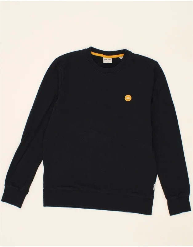 JACK & JONES Mens Sweatshirt Jumper Medium Navy Blue Cotton Hoodie Crop Top Short Trendy JACK & JONES Mens Sweatshirt Jumper Medium Navy Blue Cotton Hoodie Crop Top Short Trendy