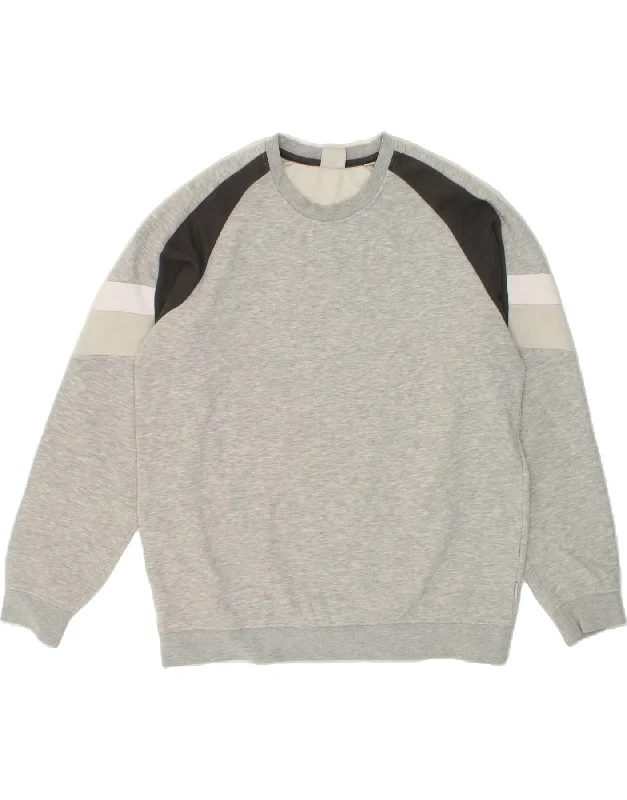 JACK & JONES Mens Sweatshirt Jumper XL Grey Colourblock Cotton Hoodie with Hem Detail Decorative Unique JACK & JONES Mens Sweatshirt Jumper XL Grey Colourblock Cotton Hoodie with Hem Detail Decorative Unique