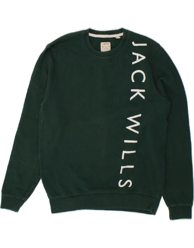 JACK WILLS Mens Graphic Sweatshirt Jumper Small Green Cotton Hoodie with Neon Bright Vibrant JACK WILLS Mens Graphic Sweatshirt Jumper Small Green Cotton Hoodie with Neon Bright Vibrant