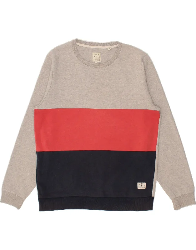 JACK WILLS Mens Sweatshirt Jumper XL Multicoloured Colourblock Cotton Hoodie with Front Slit Layering Stylish JACK WILLS Mens Sweatshirt Jumper XL Multicoloured Colourblock Cotton Hoodie with Front Slit Layering Stylish