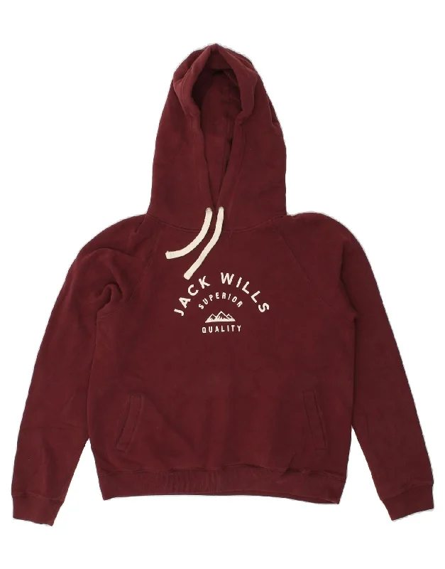 JACK WILLS Womens Graphic Hoodie Jumper UK 14 Large Maroon Cotton Hoodie with Rhinestones Sparkly Elegant JACK WILLS Womens Graphic Hoodie Jumper UK 14 Large Maroon Cotton Hoodie with Rhinestones Sparkly Elegant