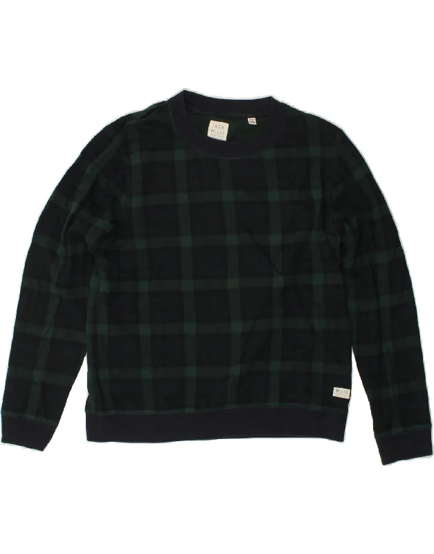 JACK WILLS Womens Oversized Sweatshirt Jumper UK 16 Large  Green Check