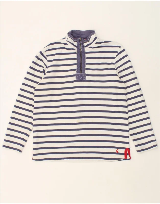 JOULES Mens Zip Neck Sweatshirt Jumper Medium Navy Blue Striped Cotton