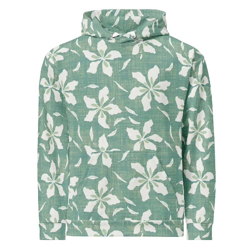 Kapalua Mist - Hawaiian Hoodie Hoodie with Button Placket Classic Preppy