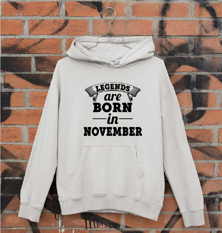 Legends are Born in November Unisex Hoodie for Men/Women Hoodie with Ribbed Cuffs Snug Fit Comfort Legends are Born in November Unisex Hoodie for Men/Women Hoodie with Ribbed Cuffs Snug Fit Comfort