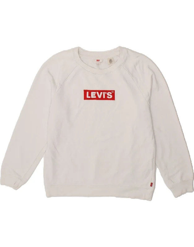 LEVI'S Womens Graphic Sweatshirt Jumper UK 6 XS White Cotton