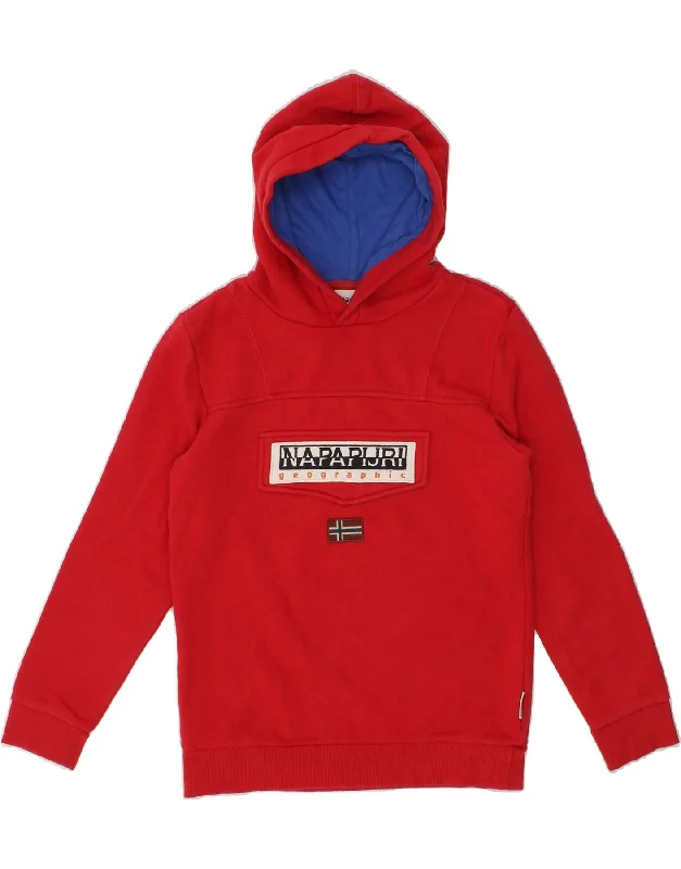 NAPAPIJRI Girls Fleece Graphic Hoodie Jumper 11-12 Years Red