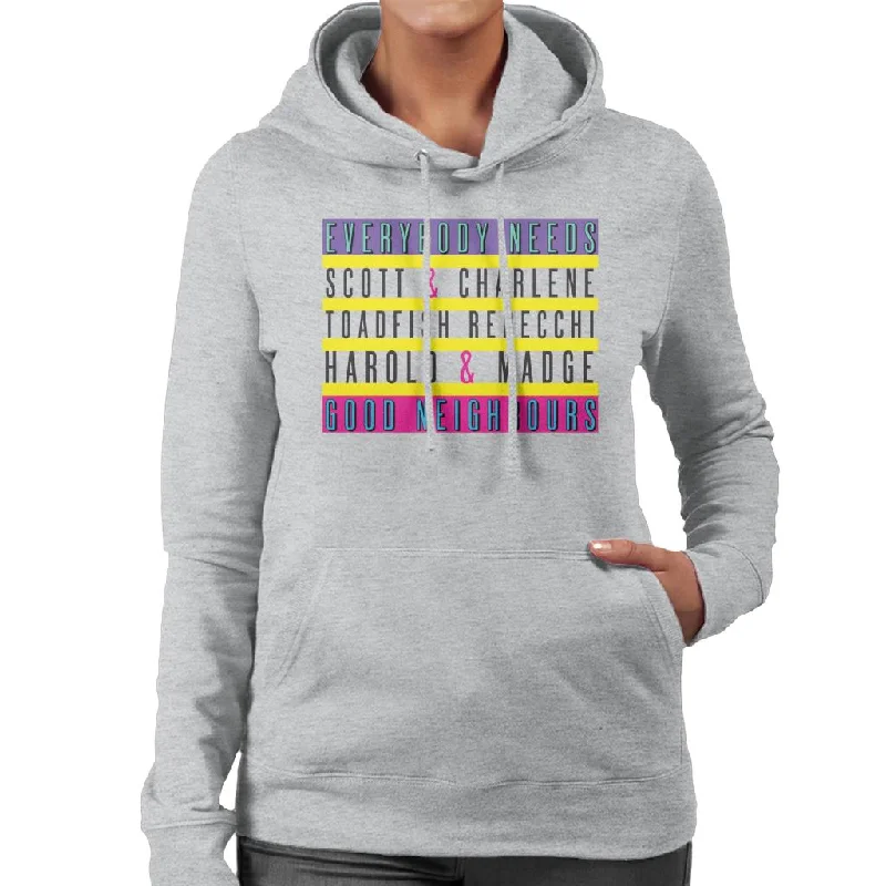 Neighbours Everybody Needs Good Neighbours Women's Hooded Sweatshirt Hoodie with Tied Waist Feminine Flattering Neighbours Everybody Needs Good Neighbours Women's Hooded Sweatshirt Hoodie with Tied Waist Feminine Flattering