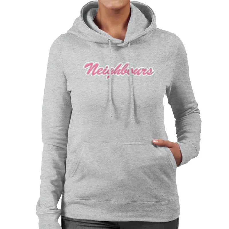 Neighbours Pink Retro Logo Women's Hooded Sweatshirt Hoodie with Logo Branding Identity Neighbours Pink Retro Logo Women's Hooded Sweatshirt Hoodie with Logo Branding Identity