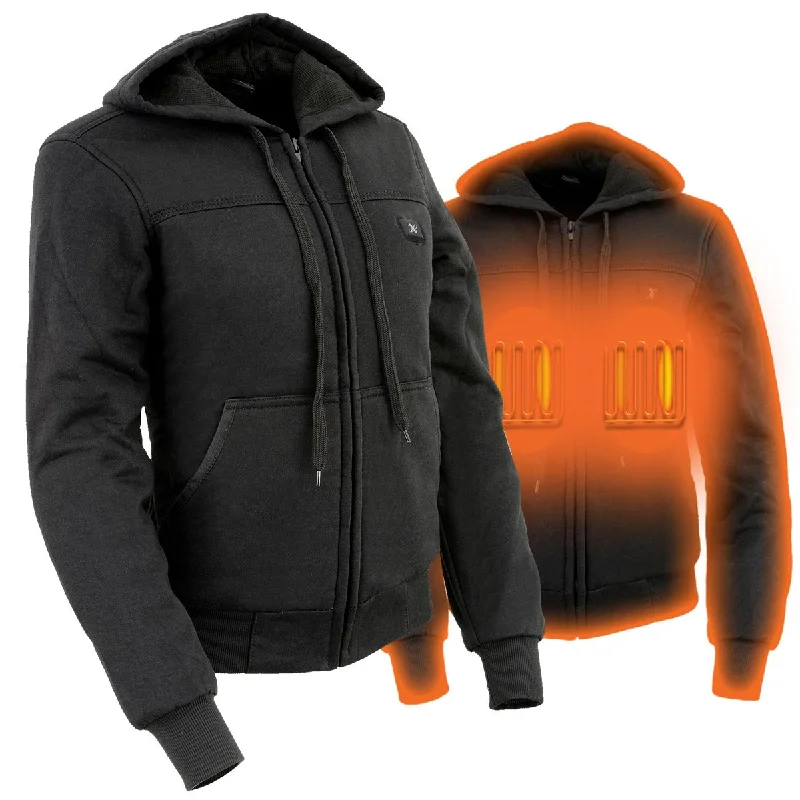 Nexgen Heat MPL2713SET12v Women's Black 'Heated' Zipper Front Hoodie (Battery Pack Included) Hoodie with Belted Waist Structured Tailored Nexgen Heat MPL2713SET12v Women's Black 'Heated' Zipper Front Hoodie (Battery Pack Included) Hoodie with Belted Waist Structured Tailored