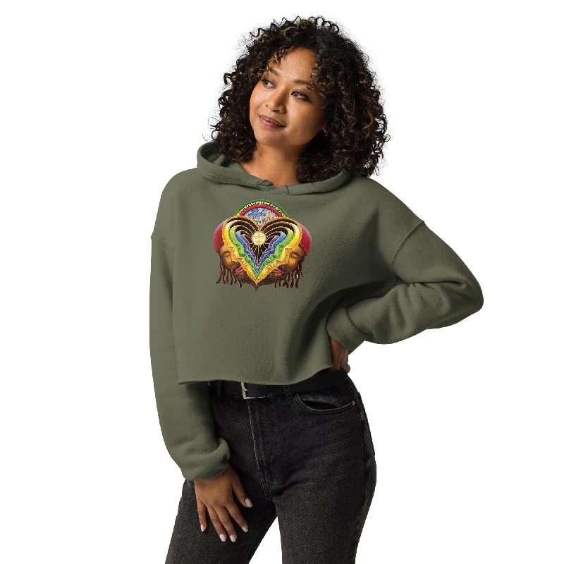 "Peeling Bodies" Crop Hoodie Hoodie with Patch Decorative Personalized
