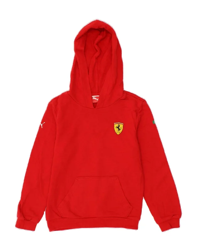PUMA Boys Ferrari Graphic Hoodie Jumper 7-8 Years Small Red Cotton Hoodie with Hem Lace Feminine Delicate PUMA Boys Ferrari Graphic Hoodie Jumper 7-8 Years Small Red Cotton Hoodie with Hem Lace Feminine Delicate