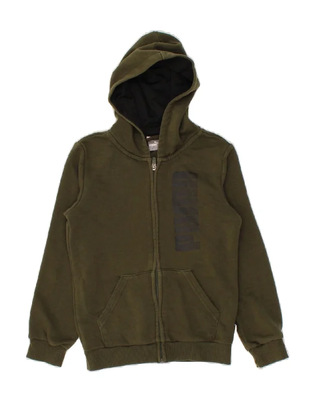 PUMA Boys Graphic Zip Hoodie Sweater 9-10 Years Khaki Cotton Hoodie with Slim Fit Tailored Modern PUMA Boys Graphic Zip Hoodie Sweater 9-10 Years Khaki Cotton Hoodie with Slim Fit Tailored Modern