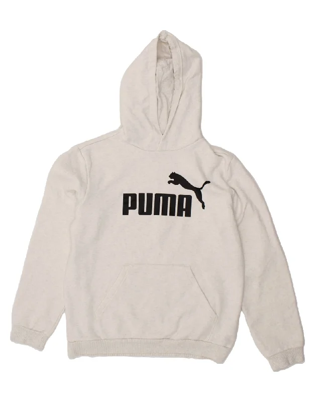 PUMA Girls Graphic Hoodie Jumper 15-16 Years Grey Cotton Hoodie with Raw Hem Edgy Unfinished PUMA Girls Graphic Hoodie Jumper 15-16 Years Grey Cotton Hoodie with Raw Hem Edgy Unfinished