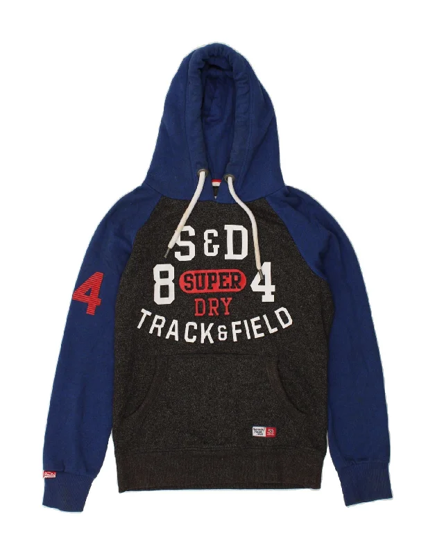 SUPERDRY Mens Graphic Hoodie Jumper Small Grey Colourblock Hoodie with Hem Drawcord Adjustable Customizable SUPERDRY Mens Graphic Hoodie Jumper Small Grey Colourblock Hoodie with Hem Drawcord Adjustable Customizable