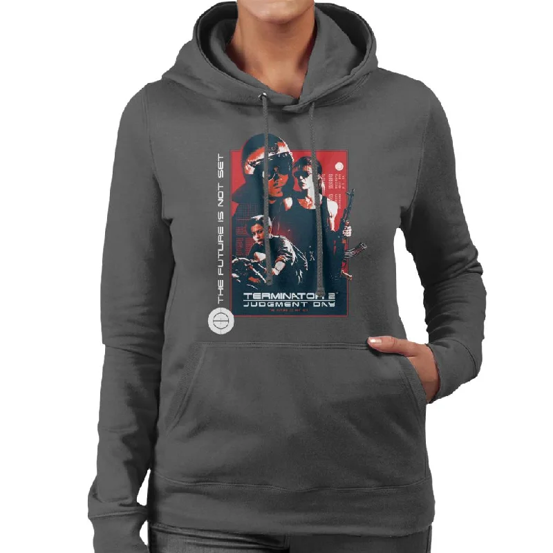 Terminator 2 Judgement Day The Future Is Not Set Women's Hooded Sweatshirt Hoodie with Contrast Stitching Detailed Premium Terminator 2 Judgement Day The Future Is Not Set Women's Hooded Sweatshirt Hoodie with Contrast Stitching Detailed Premium