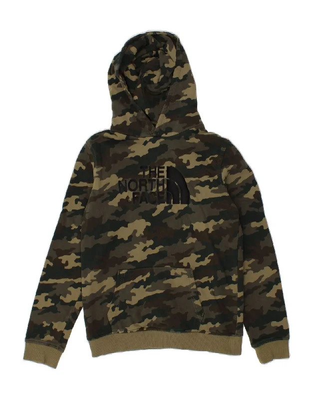 THE NORTH FACE Boys Graphic Hoodie Jumper 14-15 Years XL Khaki Camouflage Hoodie with Monochrome Minimalist Simple THE NORTH FACE Boys Graphic Hoodie Jumper 14-15 Years XL Khaki Camouflage Hoodie with Monochrome Minimalist Simple