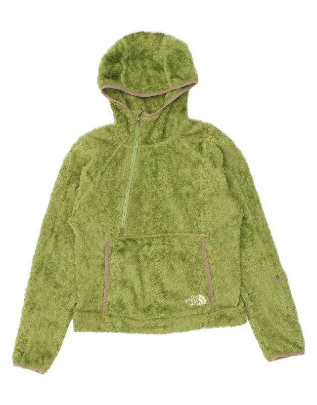 THE NORTH FACE Womens Fleece Zip Neck Hoodie Jumper UK 10 Small Green