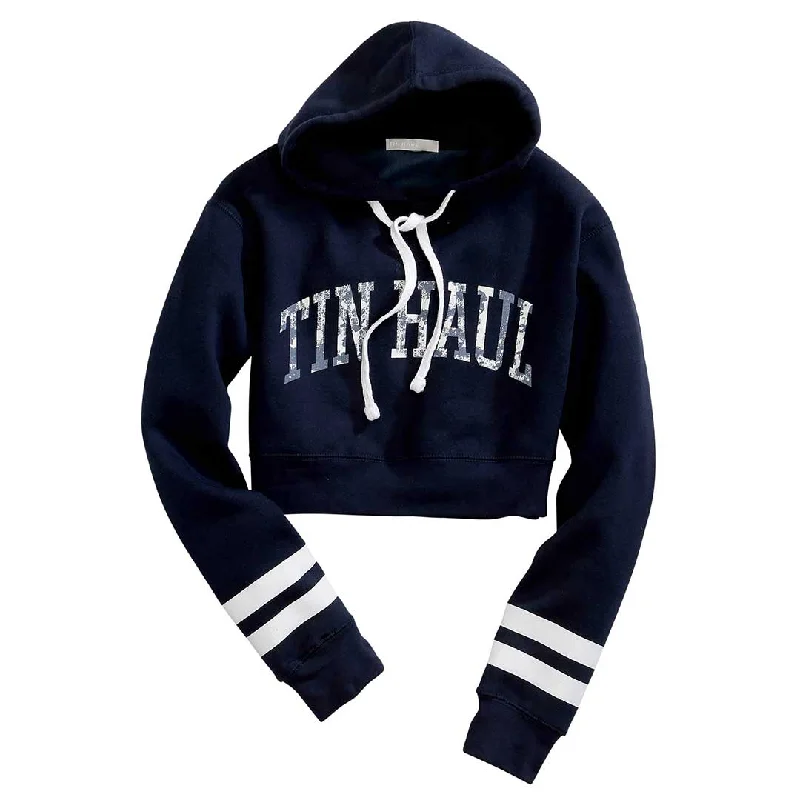 Tin Haul Women's Cropped Fleece Hoodie Hoodie with High-Low Hem Asymmetrical Trendy