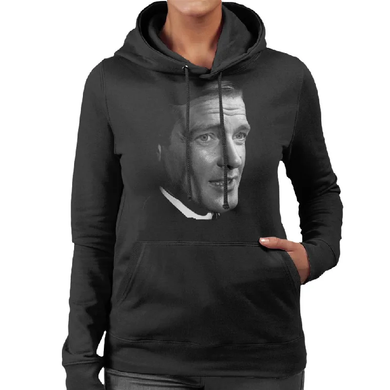 TV Times Actor Roger Moore Women's Hooded Sweatshirt Hoodie with Typography Text Message TV Times Actor Roger Moore Women's Hooded Sweatshirt Hoodie with Typography Text Message