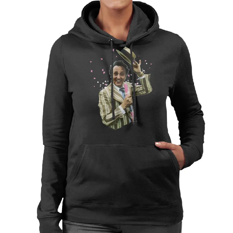 TV Times Comedian Ken Dodd Holding A Stick Of Rock Women's Hooded Sweatshirt Hoodie with Tie-Dye Psychedelic Retro