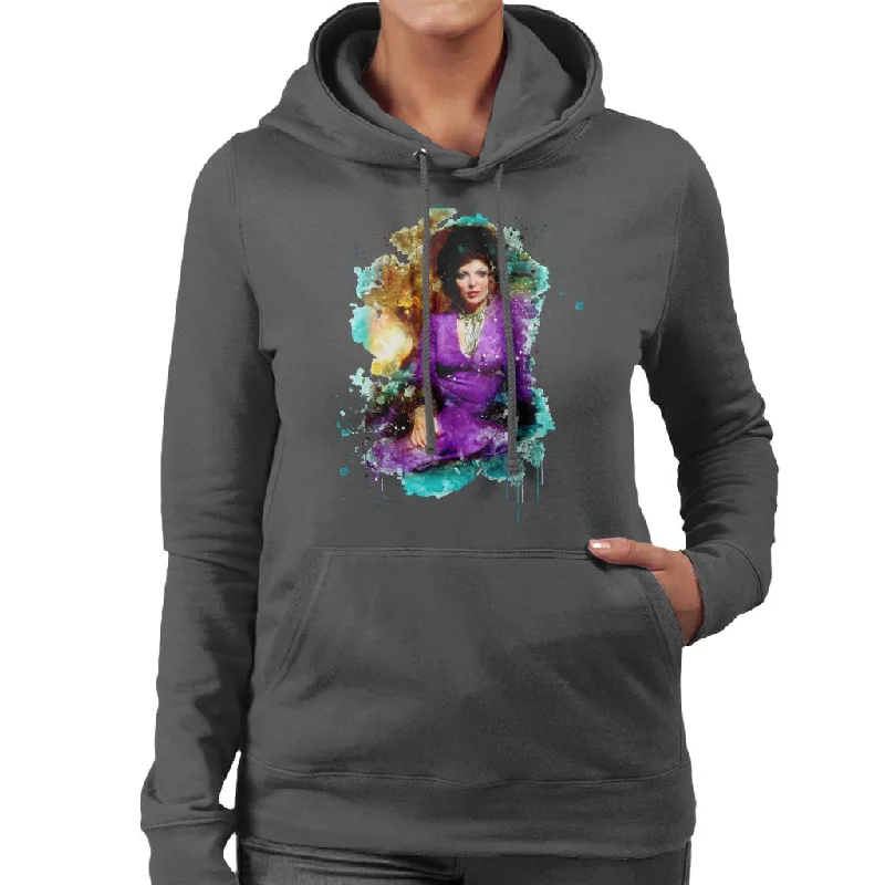 TV Times Joan Collins 1971 Paint Splatter Women's Hooded Sweatshirt Hoodie with Zipper Placket Modern Functional TV Times Joan Collins 1971 Paint Splatter Women's Hooded Sweatshirt Hoodie with Zipper Placket Modern Functional