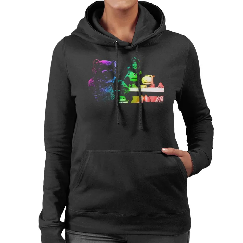 TV Times Rainbow Cast 1975 Women's Hooded Sweatshirt Hoodie with Drawstring Waist Adjustable Fitted TV Times Rainbow Cast 1975 Women's Hooded Sweatshirt Hoodie with Drawstring Waist Adjustable Fitted