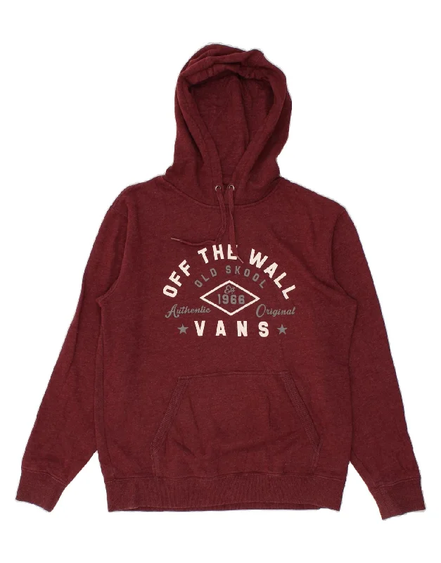 VANS Mens Graphic Hoodie Jumper Medium Burgundy Cotton Hoodie with Pocket Utility Practical VANS Mens Graphic Hoodie Jumper Medium Burgundy Cotton Hoodie with Pocket Utility Practical