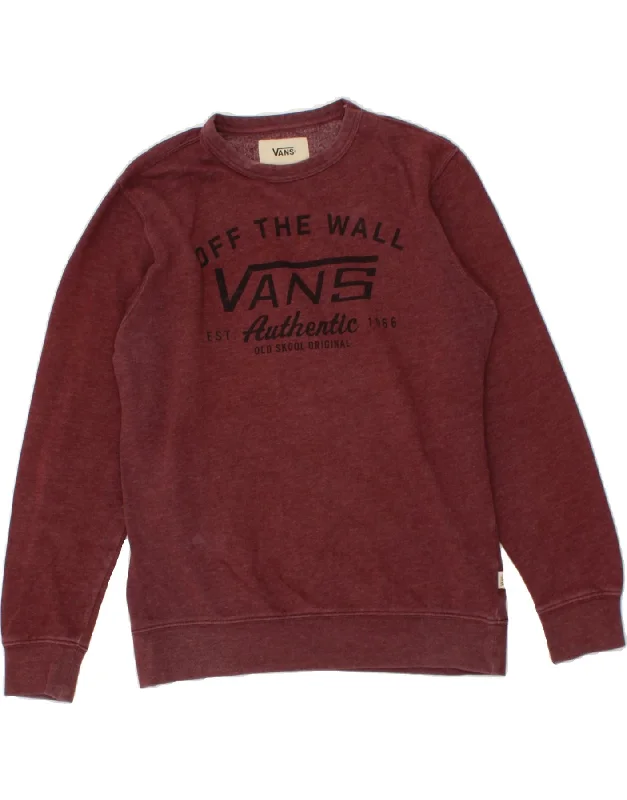 VANS Mens Graphic Sweatshirt Jumper Small Maroon Cotton