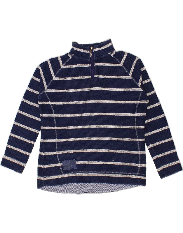 WEIRD FISH Womens Zip Neck Sweatshirt Jumper UK 16 Large Navy Blue Striped Hoodie with Ribbed Neckline Snug Warm WEIRD FISH Womens Zip Neck Sweatshirt Jumper UK 16 Large Navy Blue Striped Hoodie with Ribbed Neckline Snug Warm