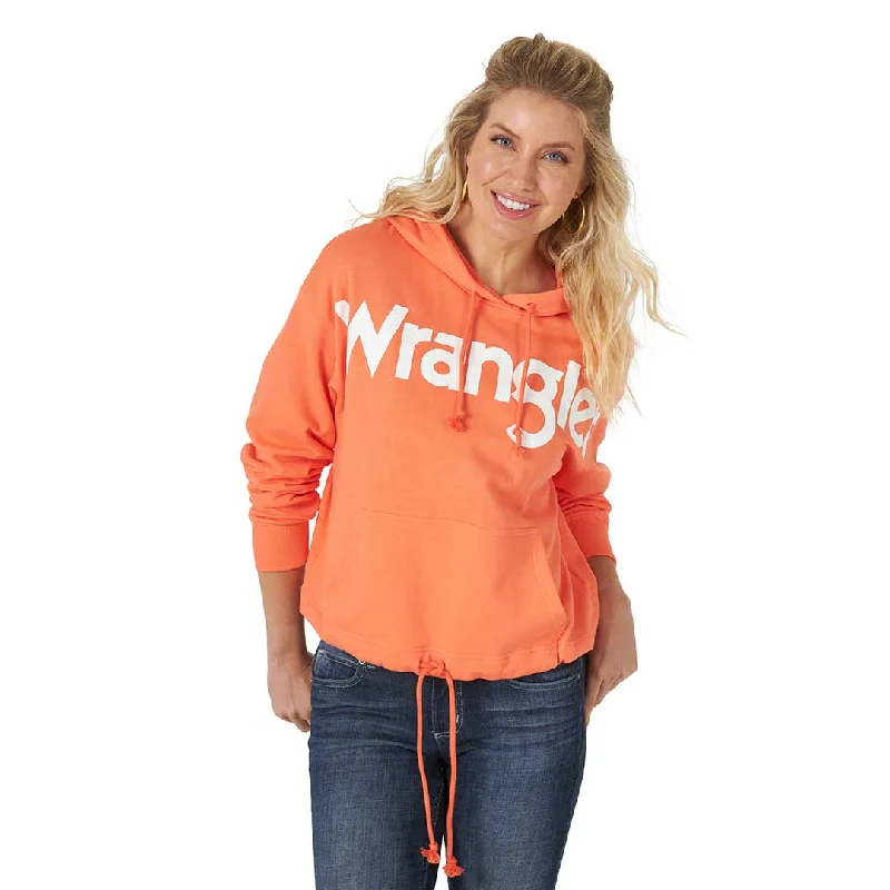 Wrangler Women's Retro Cinched Waist Hoodie Hoodie with Hem Embroidery Detailed Premium Wrangler Women's Retro Cinched Waist Hoodie Hoodie with Hem Embroidery Detailed Premium