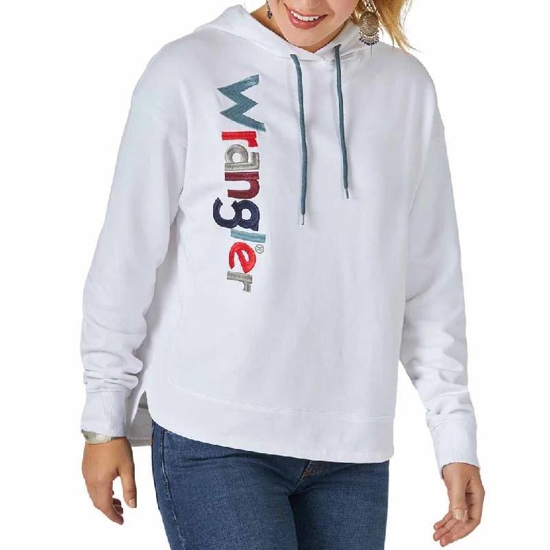 Wrangler Women's Retro Vertical Colourblock Logo Hoodie Hoodie with Rolled Sleeves Casual Relaxed Wrangler Women's Retro Vertical Colourblock Logo Hoodie Hoodie with Rolled Sleeves Casual Relaxed