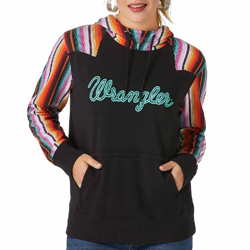 Wrangler Women's Serape Accent Logo Hoodie Hoodie with Turtle Neck Cozy Winter