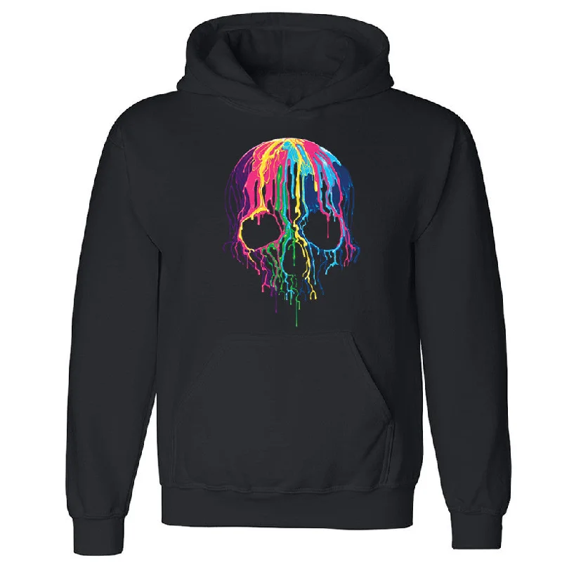 Zexpa Apparelâ„¢ Melting Skull Neon Unisex Hoodie Colorful Day Of Dead Muertos Hooded Sweatshirt