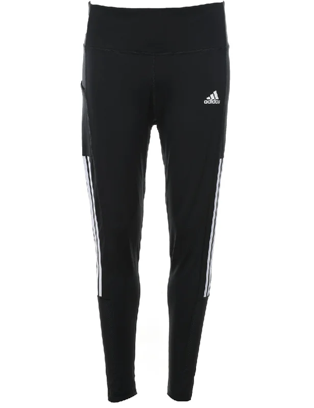 Adidas Black & White Workout Leggings - W26 L29 Stylish Sporty Performance Leggings